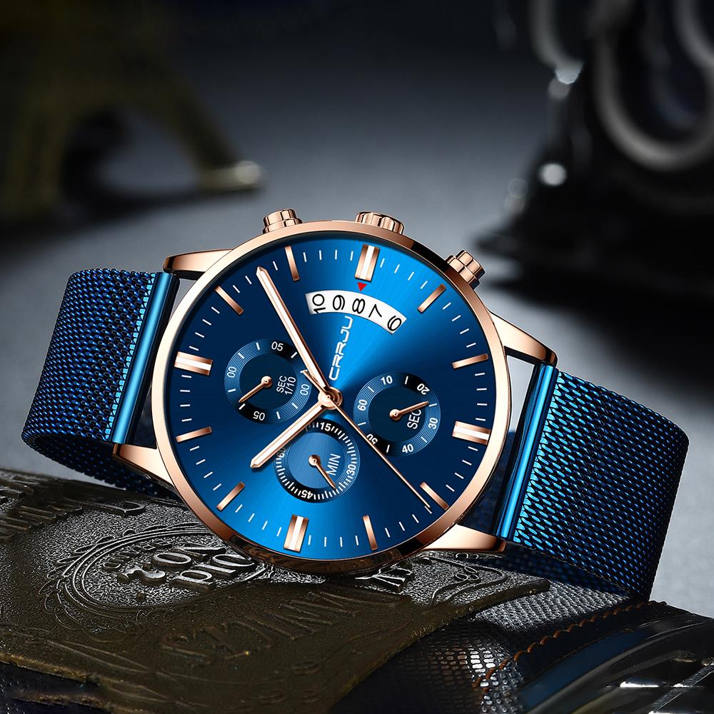 CRRJU 2273 Hight Quality Custom Brand Mens Clock Costume Mesh Band Water Resistant Chronograph Low Moq Sports Watch Design