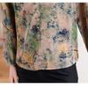 Lotus Collar Print for Spring and Autumn 2024 New Fashionable Women's Patchwork Buttons for Casual Long Sleeved Chiffon Shirt