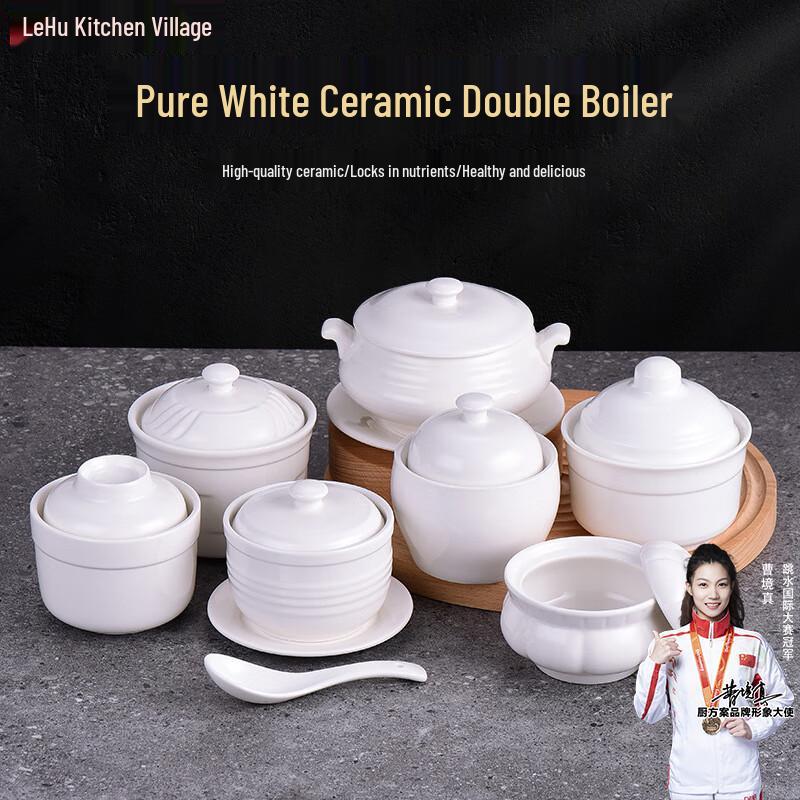 Chinese Ceramic Double Boiler Stew Bowls (10-Pack)