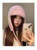 Korean-Style Photogenic Pink Knitted Wool Hat: Women's Warm, Ear-Protecting, Versatile Ski Hat for Autumn/Winter
