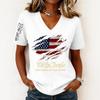 Women's Fashion Casual Short-Sleeve Printed V-Neck Pullover Top