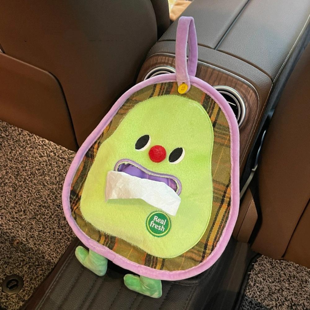 Plush Car Storage Bag Cartoon Hanging Tissue Bag Multi-Purpose Fruit Shape Tissue Box  Travel