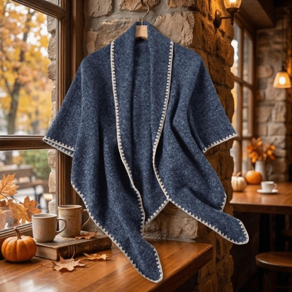 Loose Fit Knitted Poncho Cape Thick Women Shawl Fashion Warm Shawl Scarf Office Wear