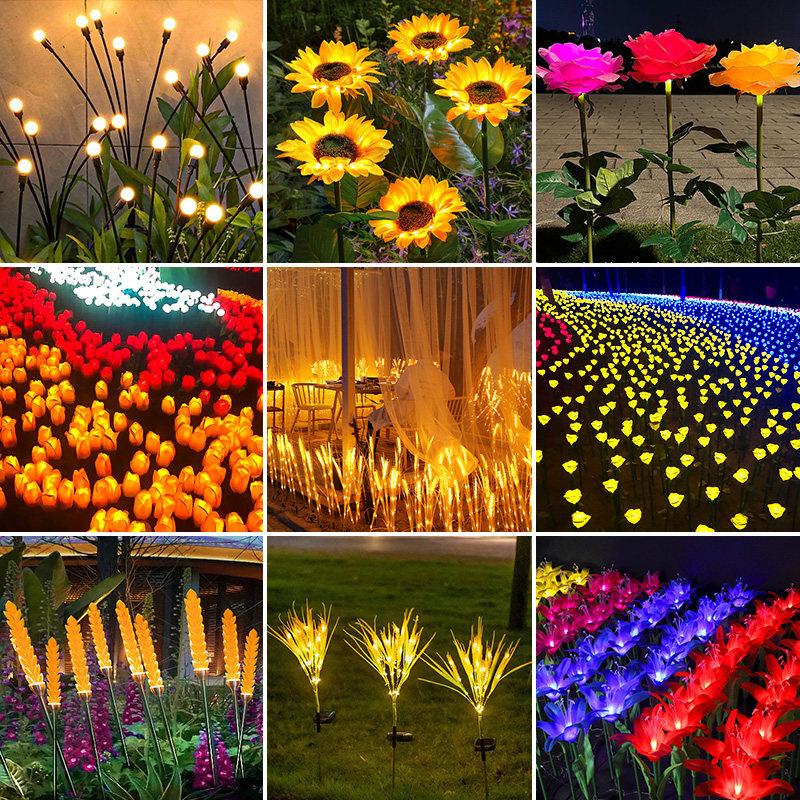 LCKRSZM Solar Powered 7-Head Wheat Spike Outdoor Light