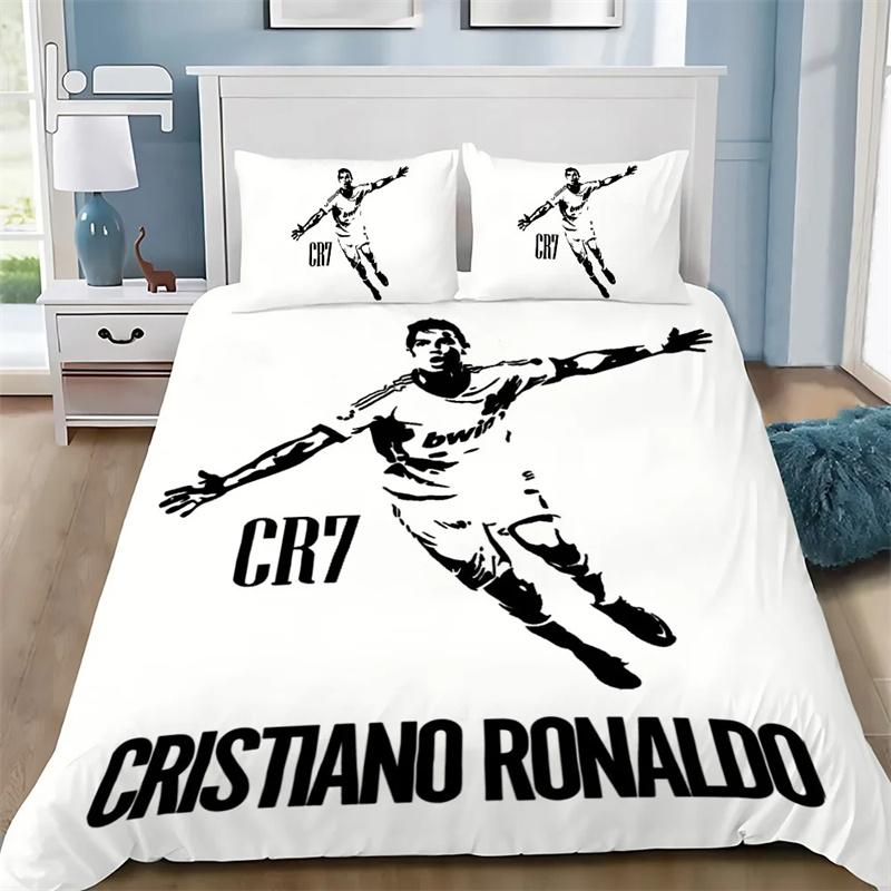 Duvet Cover Pillowcase Bedding Set Football CR7 Adult Boy Girl Bedroom Decoration Children Single Double Large Size
