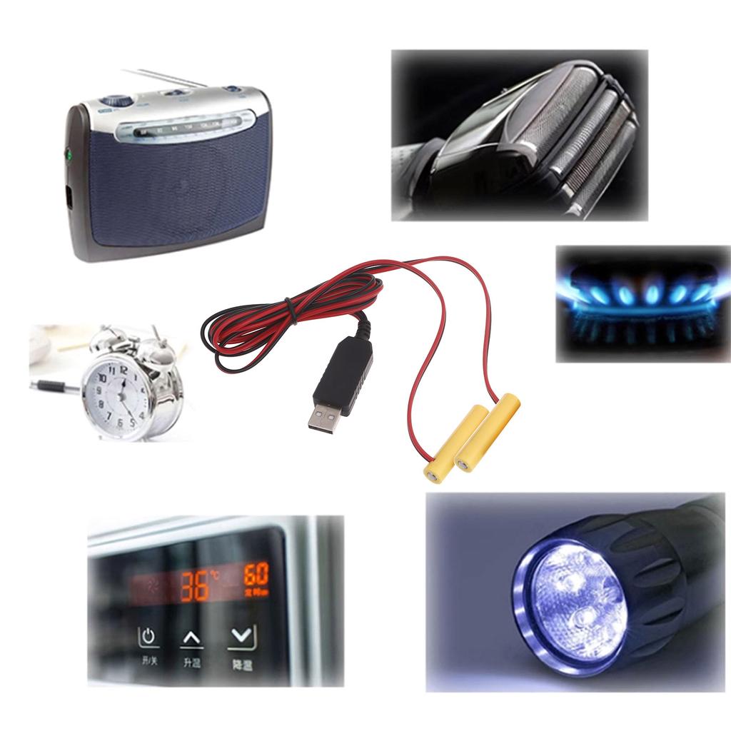 USB A Battery Eliminators Power Supply Adapter,1.5V 3V 4.5V 6V Replace A LR03 Batteries for LED Light Clocks