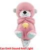 (Rosa) Con Movimento Respiratorio Giocattolo Lontra per Dormire Rilassante Giocattolo Musicale di Peluche per Bambini
