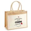 Sac De Plage - PLANETEE - Jute Avec Poche Bazar D'une Commis Adorée - Coton - Beige - 43 X 33 Cm