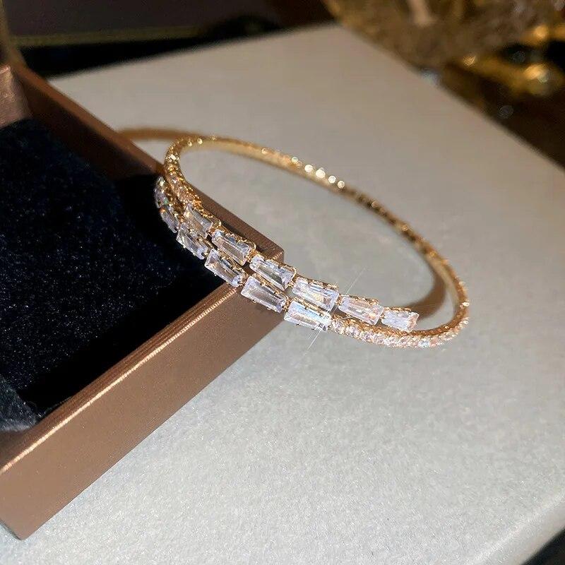 Zircon Bow Cuff Bracelet for Women Korea Luxury High-grade Charm Bracelet Fashion Personality Wedding Dainty Accessories