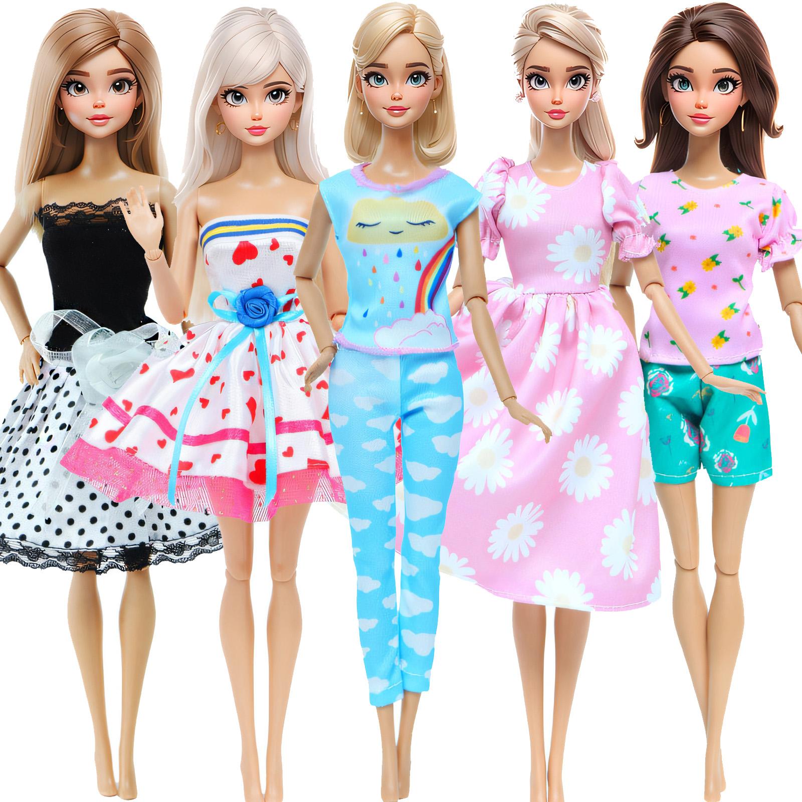 

5x кукольных повседневных нарядов, праздничная одежда, юбки для 1/6 куклы 11,5 дюймов, прекрасный подарочный набор для девочки, игрушка (НЕТ КУКЛ)