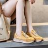 Fashion 4CM Spring Autumn Women Casual Sneakers Mixed Colors Genuine Leather Thick Bottom Lace-Up Lightweight Women Flat Shoes