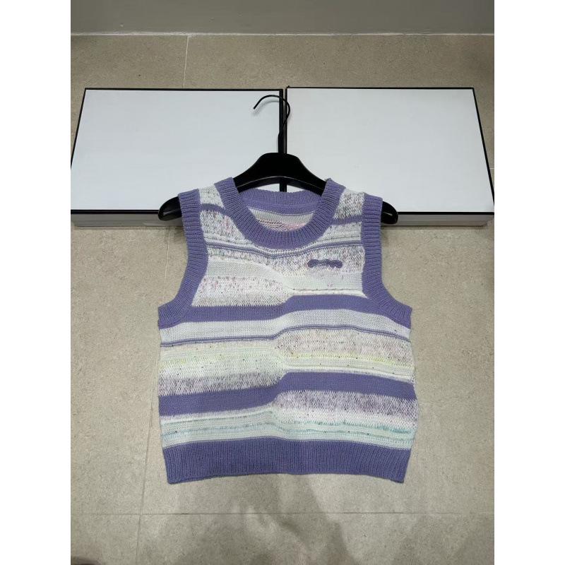 Xuanmen Striped Knit Vest - Slim Fit, Flattering and Versatile Round Neck Top for Summer 2026
