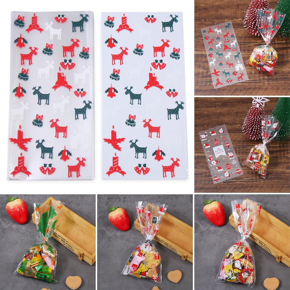 Transparent Snowman Santa Claus Baking Packaging Christmas Candy Bags Cellophane Cookies Storage