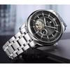 Classic Mechanical Watches Luxury Brand Business Automatic Watch for Men Rotatable Bezel Luminous Dial Steel Strap Clock