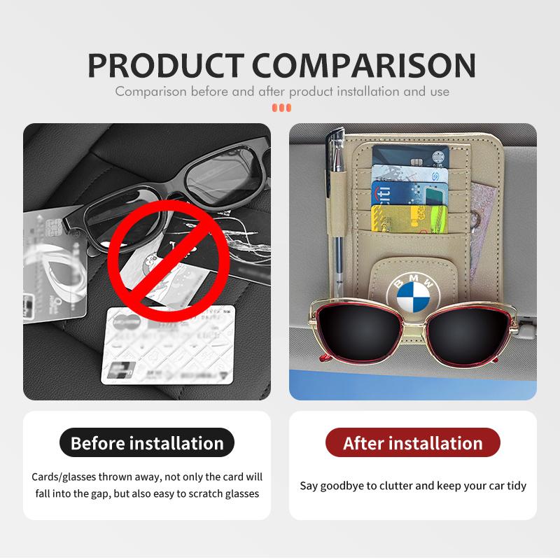 For BMW Car Sun Visor Storage Bag Sunglasses Organizer Holder Card Clip G30 G20 M3 M5 E91 E92 E93 E36 E70 X3 X4 X5 X1 E39 F30