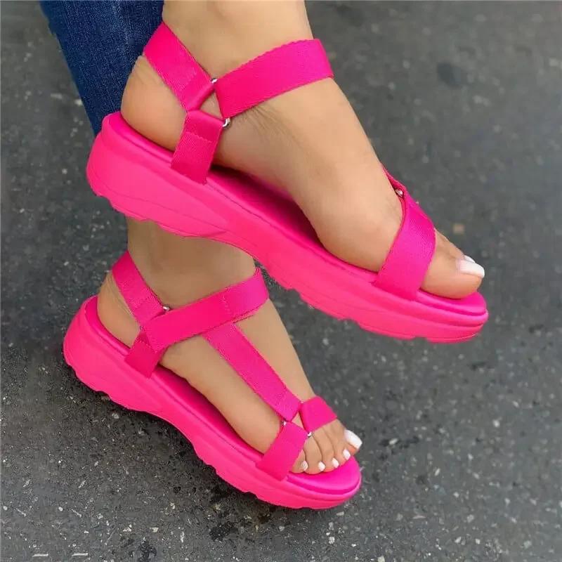 Beach Shoes Woman 2025 Summer Sandals Woman Non-Slip Casual Multi Color Shoes Fashion Solid Open Toe Sandals Daily Comfortable