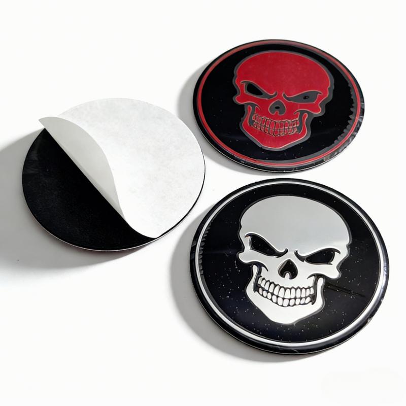 4 stuks 45MM 56MM Schedel Logo Embleem Auto Stickers Accessoires voor Auto Wielnaafdopjes Naafdop Velg Wielnaafdopjes Stofkap Badge Vervangen