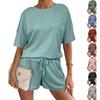Women's Fashionable Loose-Fit Short-Sleeve Top + Shorts Casual Two-Piece Set