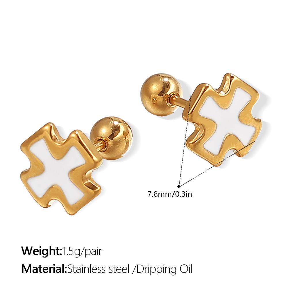 Sweet Cool Wind Cartoon Cute Dripping Rabbit Flower Earrings Stainless Steel Gold Plated Earrings Women