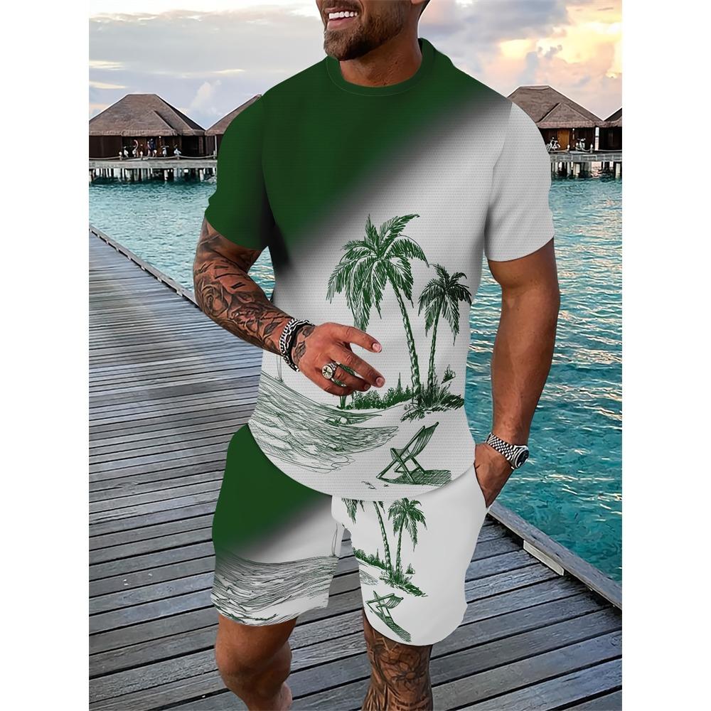 Men's Set Relaxed Fit Short Sleeve Shorts Set Men's Sportswear  Casual Wear Summer Casual Suit