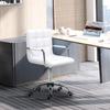 Makeup Vanity Chair, PU Leather Mid Back Office Chair with Adjustable Height, Armrest and Rolling Wheels, White