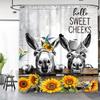 Farmhouse Donkey Shower Curtain 60Wx72L Inch Funny Country Sunflower Animal Black White Gray Hello Sweet Cheeks Birds Rustic Yel