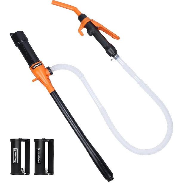 Battery Transfer Pump Portable Electric Siphon Pump For Gas Fuel Diesel Water 2.2 GPM With Extra Long Hose Flow Control Nozzle Quick Start Stop