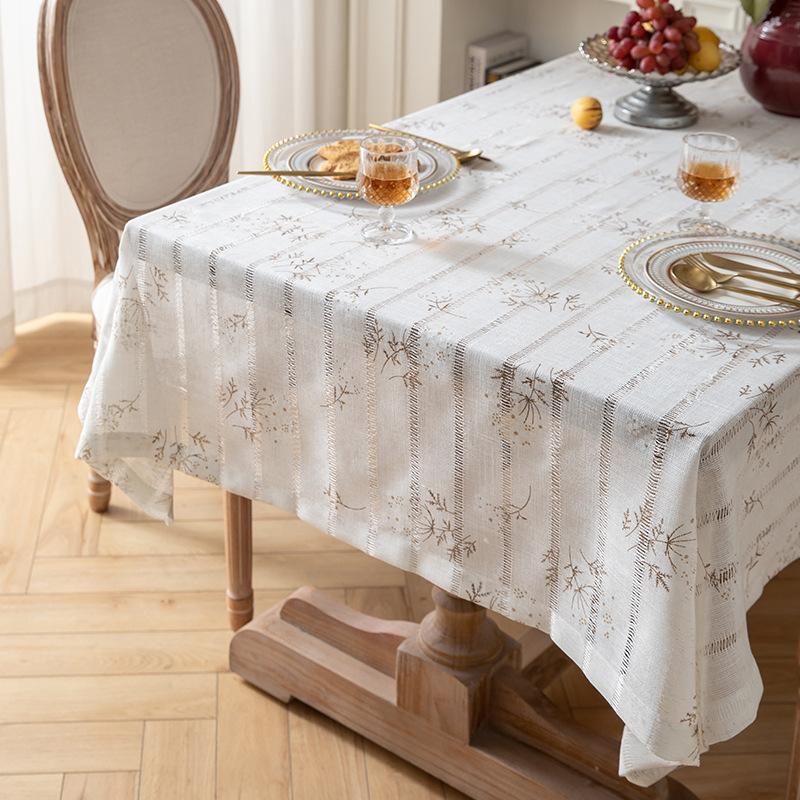 Small Fresh Cotton And Linen Fabric Tablecloth Pastoral Floral Table Cloth French White Decorative Cloth Rectangular Household Tablecloth