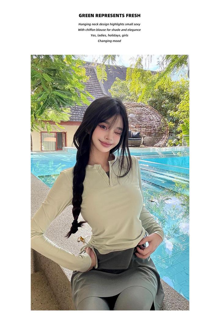 2026 Women's Slimming Wetsuit: Conservative Sun-Protective Swimwear with Long Sleeves and Pants for Surfing & Hot Springs
