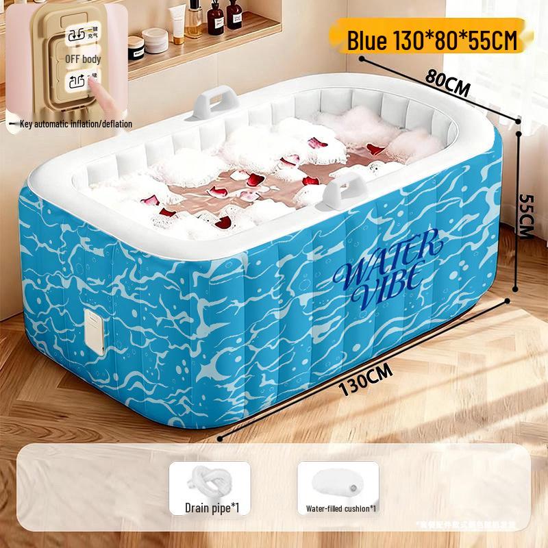 

Automatic Inflatable Folding Bathtub for Adults and Children - Full Body and Foot Bath 130x60x55 cm