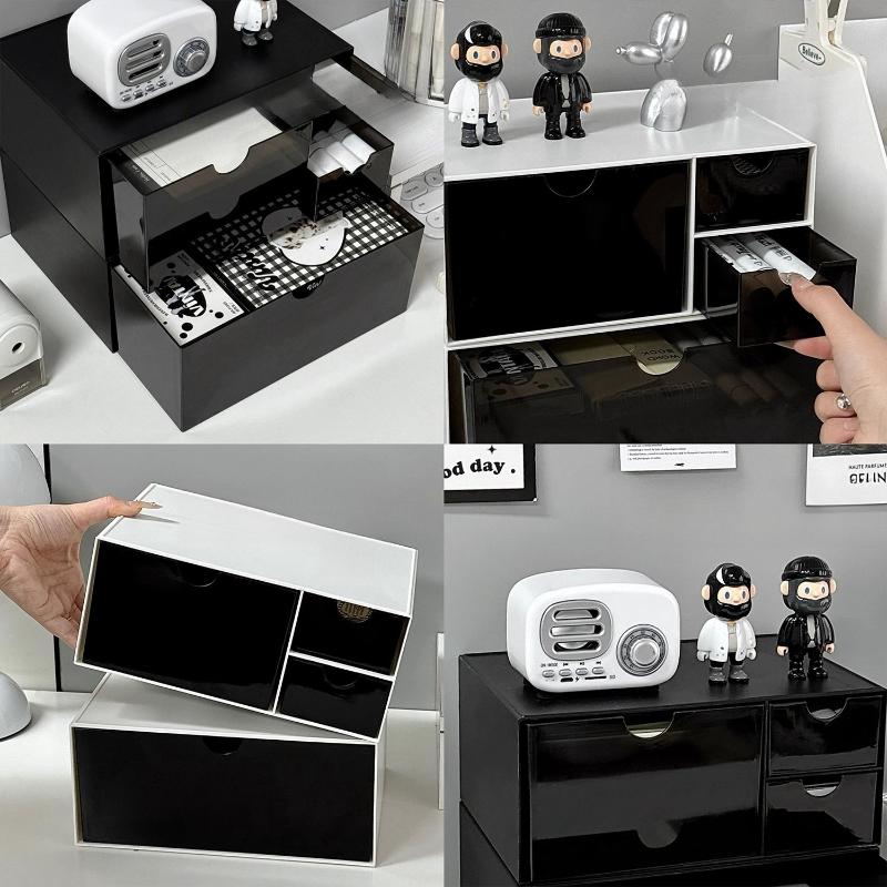 Desktop Cosmetic Organizer Case Set Table Makeup Storage Box Organizer Drawer Storage Box Desk Stationery Storage Rack Plastic
