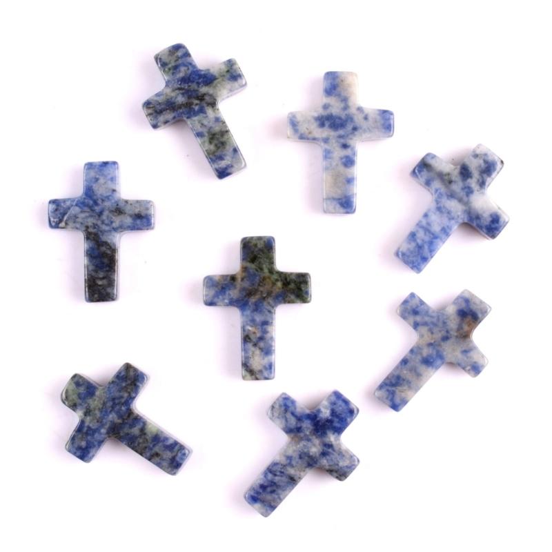 Pack of 19 Crystal Crosses Charm Holeless Design Natural Energy Enhancers for Meditations Home Office Desk Decors Craft