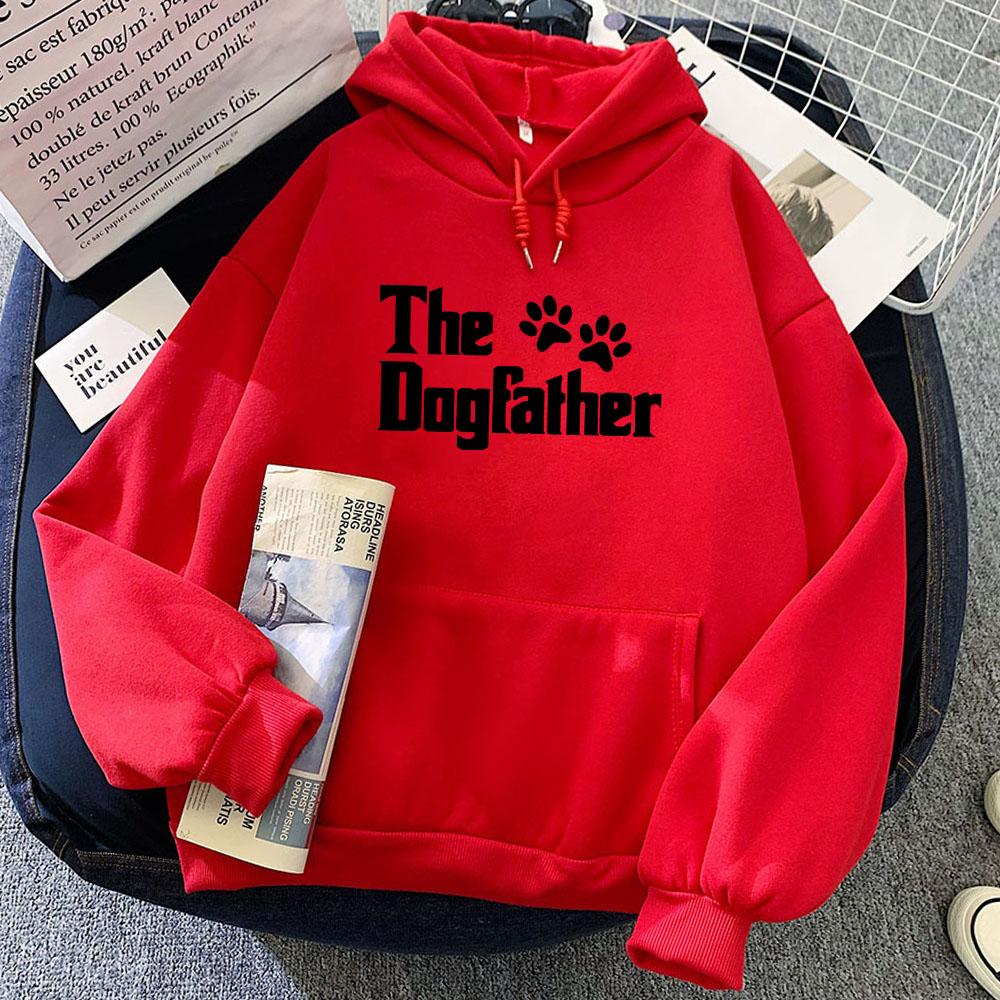 Cartoon The Dogfather Graphic Hoodies Streetwear Winter Long Sleeve Hooded Pullovers Women/Men Clothes Fleece Pocket Sweatshirts