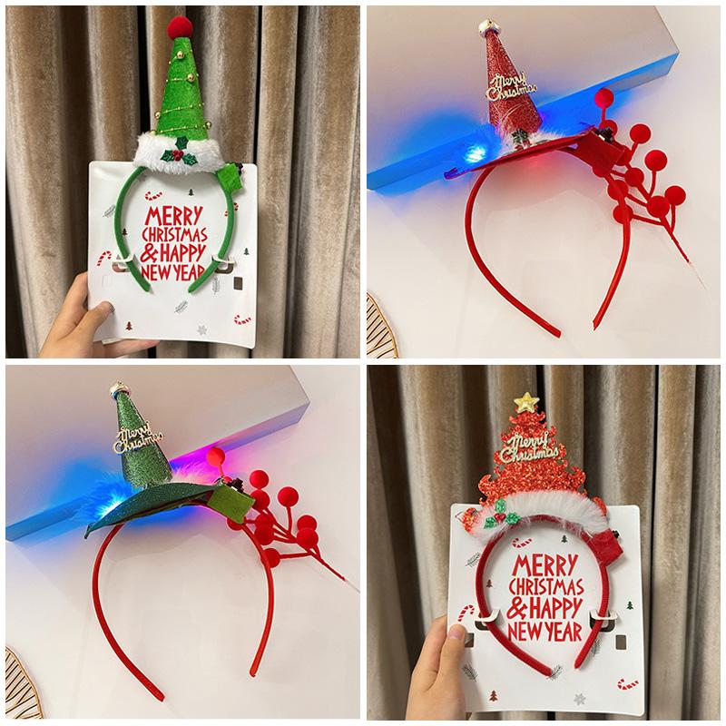 Christmas Hair Hoop Christmas Decoration 2025 Hairband Headband Glowing Hair Pins Christmas Gift for Girls Boys Navidad