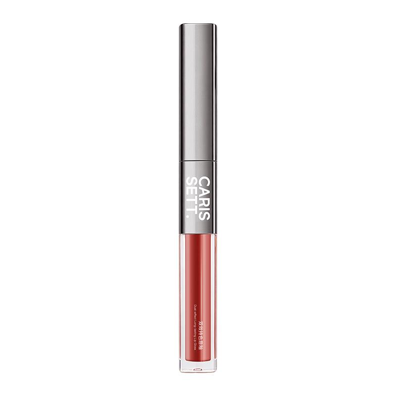 CARISSETT Silver Dual-Effect Long-Lasting Lip Glaze, Watery Mirror Finish, Non-Transfer, Double-Ended for Women.