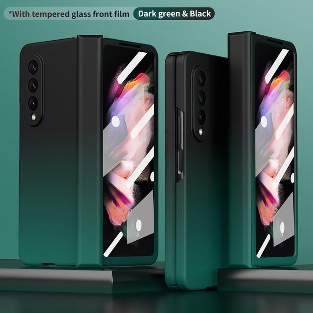 Precise Cutout Folding Phone Case For Samsung Galaxy Z Fold 3 4 Fold4 5g Fold3 Fold2 Fold 2 Cover With Temrepred Glass Film