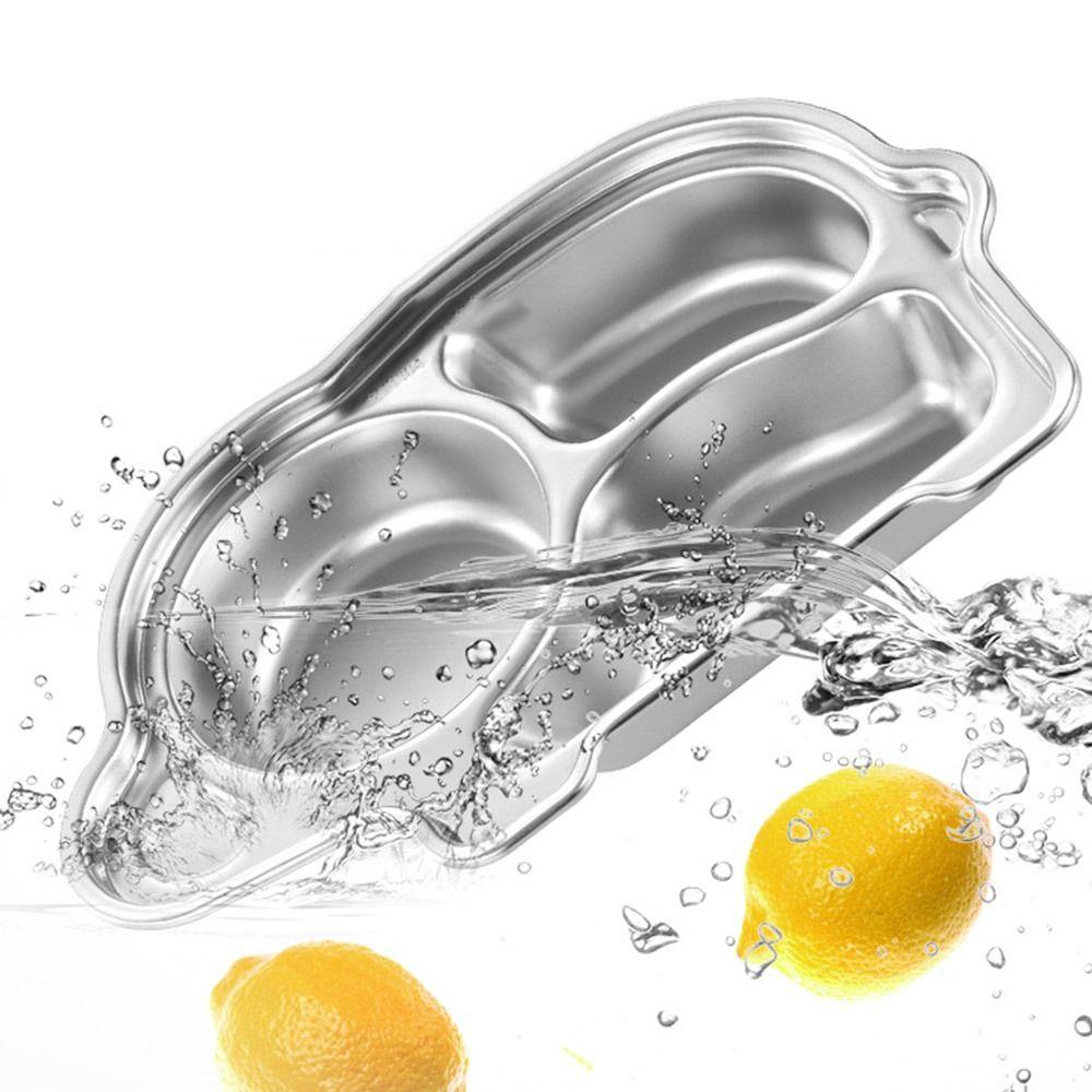 304 Stainless Steel Divided Dinning Plate Silver Child Feeding Plate Food Tray  Restroom