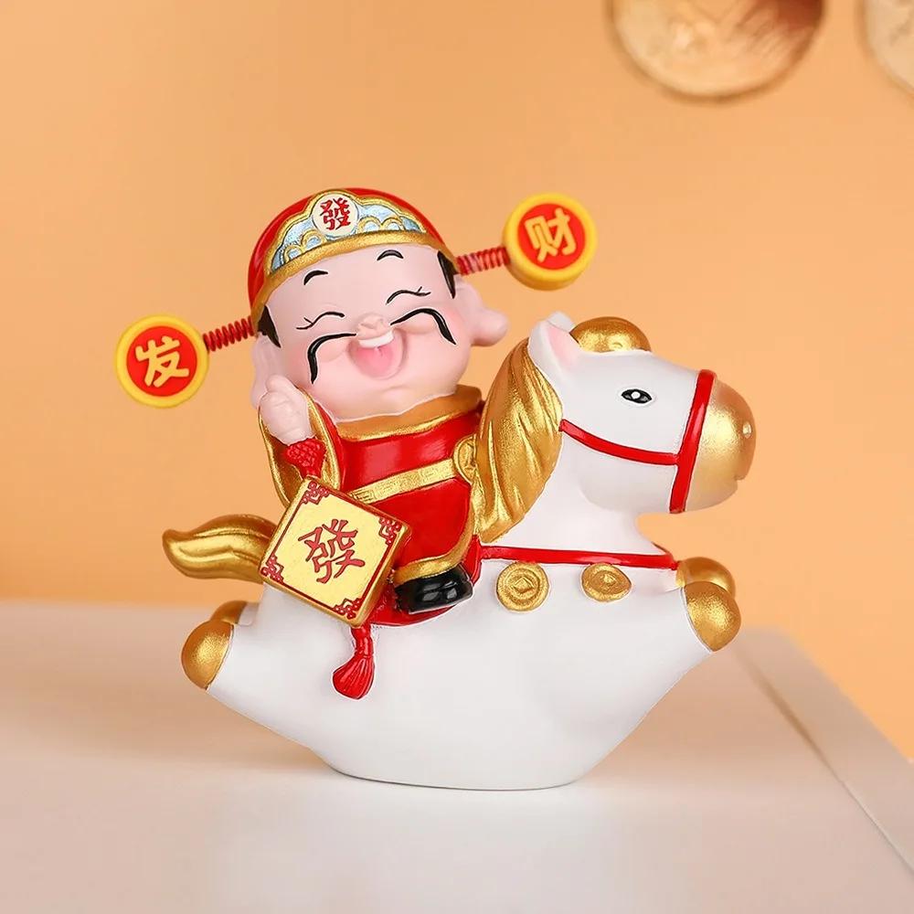 Resin 2026 Horse Year Figurines Chinese Style Mascot God of Wealth Figurine Year of The Horse Blessing Horse Statue