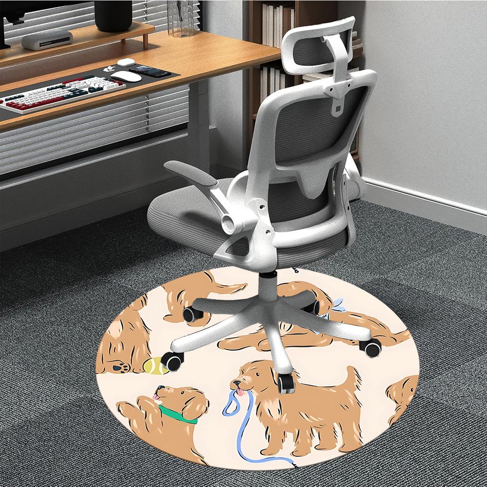 

1pc Puppy Playtime Office Round Rug, Non-slip, Soft and Durable Office Rug for Interior Decoration, Perfect for Office, Beautiful Decoration yy2603120 80cm by 80cm