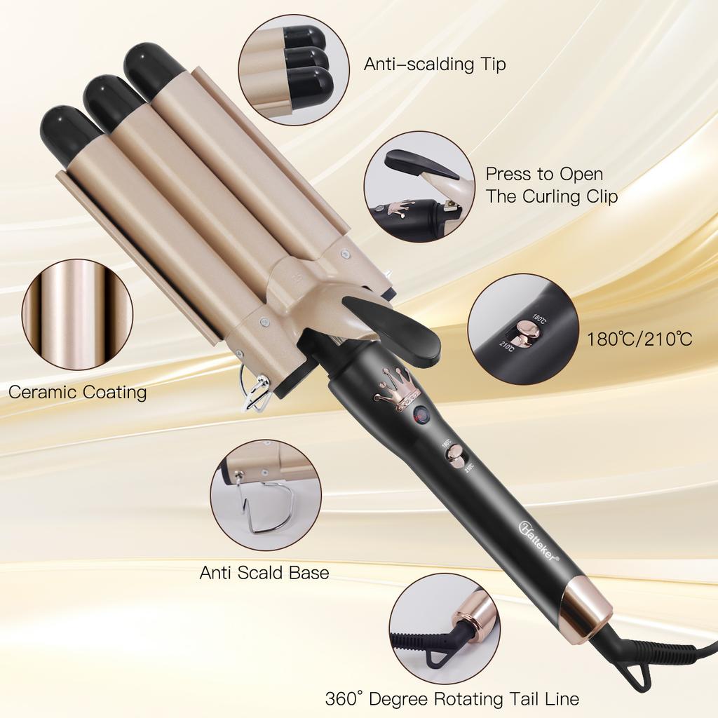Hatteker 25MM Curling Iron Egg-Shaped Salon Professional Constant Temperature Hair Protection Negative Ion Big Wave
