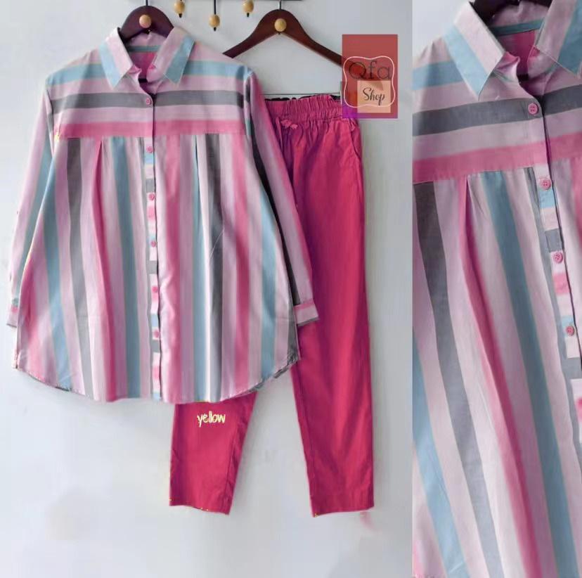 

Юго-Восточная Азия 2024 Элегантный летний комплект-двойка в полоску с принтом для женщин L розы красного