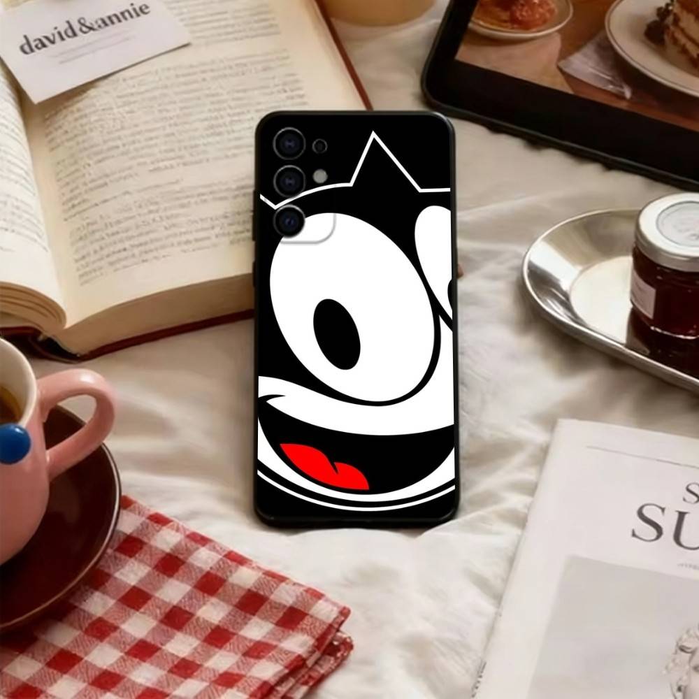 Vintage Felix the Cat Phone Case For Samsung S25,S24,S21,S22,S23,S30,Ultra,S20,Plus,Fe,Soft Black Cover