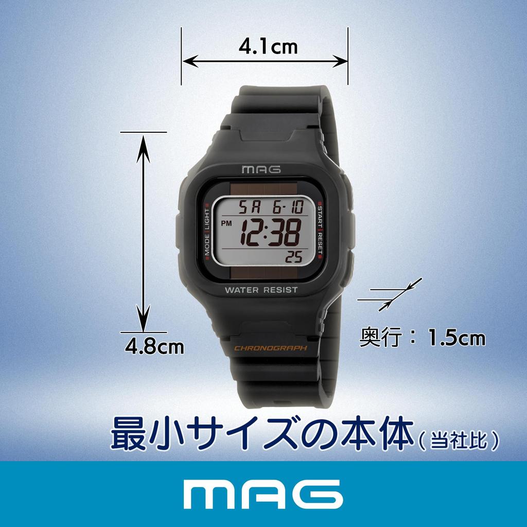MAG Digital Solar Dual Urethane Small Suitable for Black Watch, Powered, Power, Waterproof, Strap, Size, Children, MW-551A,