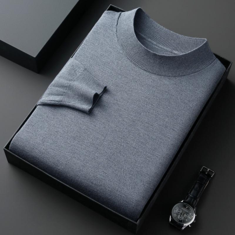 Men S Casual Loose Half Turtleneck Long Sleeve Knit Sweater For Spring Autumn