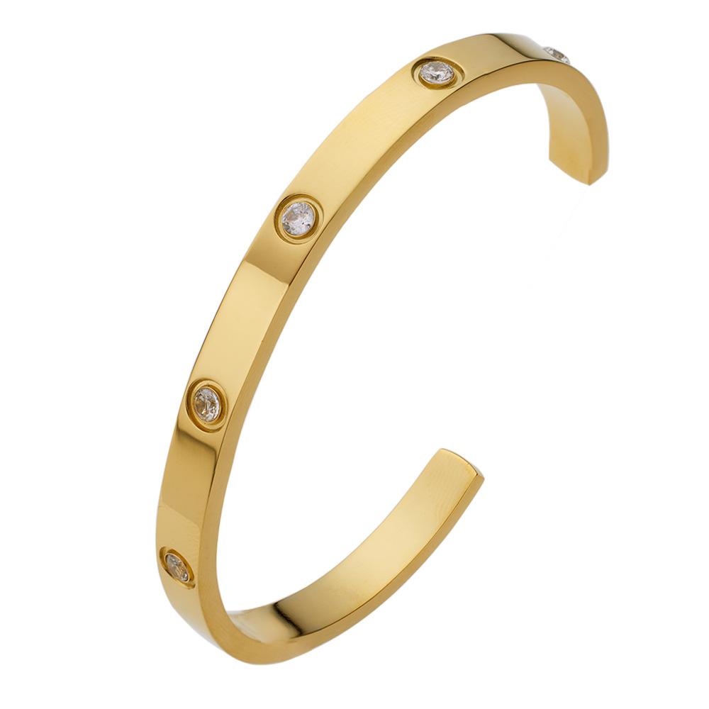 Heiß verkaufte Produkte, Leichter Luxus C-förmiger Handschmuck mit Diamanten, Farbige Diamant Öffnungsarmbänder