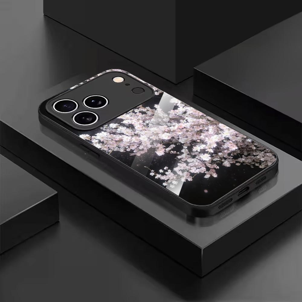 White Cherry Blossom Atmosphere Phone Case for Glass for Iphone 17 Pro Max for iPhone 17 16 15 14 13 Pm Pro Plus