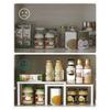 SONGMICS Cabinet Shelf Organizer and Kitchen Shelf Bundle, 4 Stackable Kitchen Cabinet Shelves, Expandable, White and Silver U