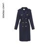 LANGZI Navy Wool Retro Trench Coat