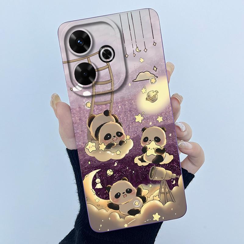 Hülle Für Xiaomi Poco M6 4G Redmi 13 4G 13 5G Niedlicher Panda Süße Mädchen Katzen Silikon Weiche Rückabdeckung Stoßstange Schlanke Schutzhülle