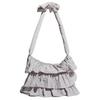 Adidas Originals Double Layer Ruffle Design Fabric Shoulder Bag Women bags Light-Gray IA8913